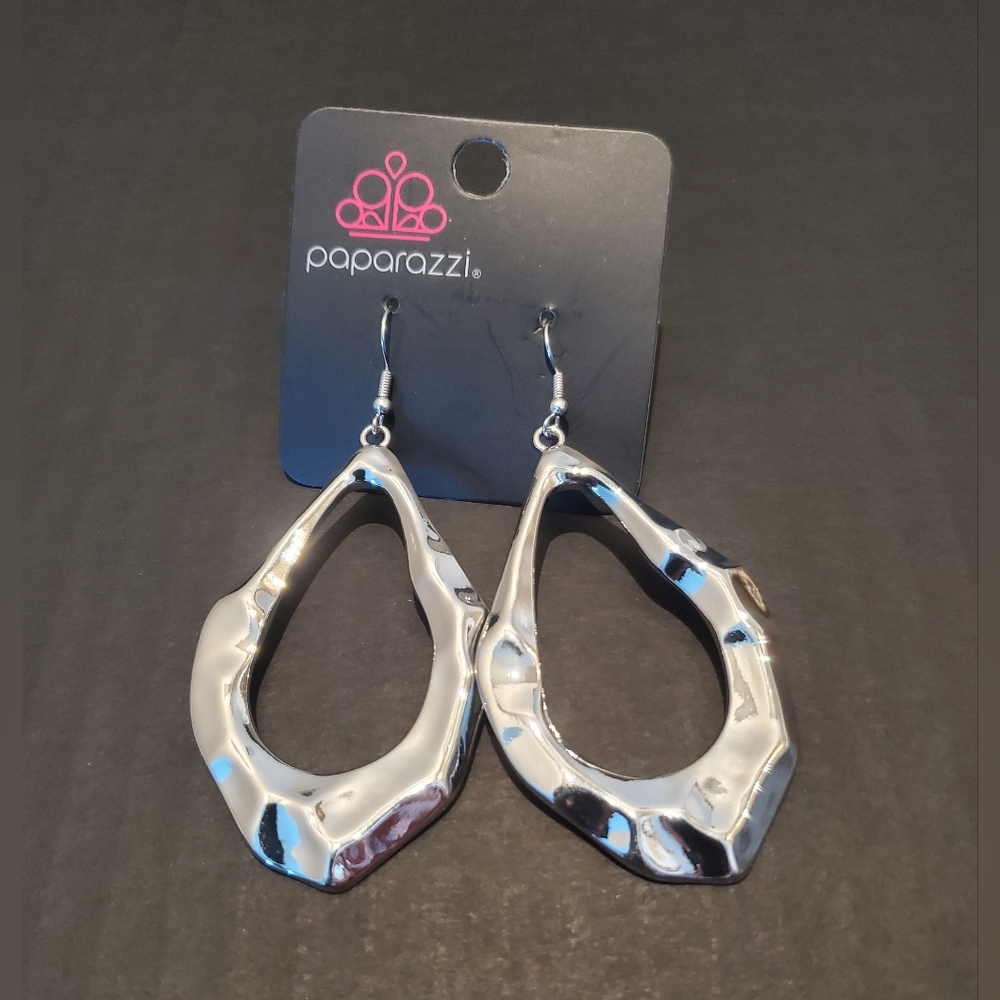Paparazzi Shimmering Silvertone Drop Earrings